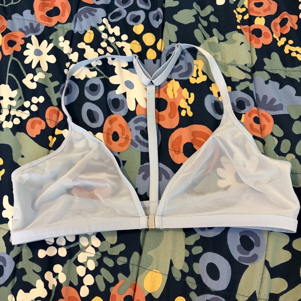 Negative Underwear Sieve Demi Bra Light Blue Mesh Front Clasp T-Back Size 2